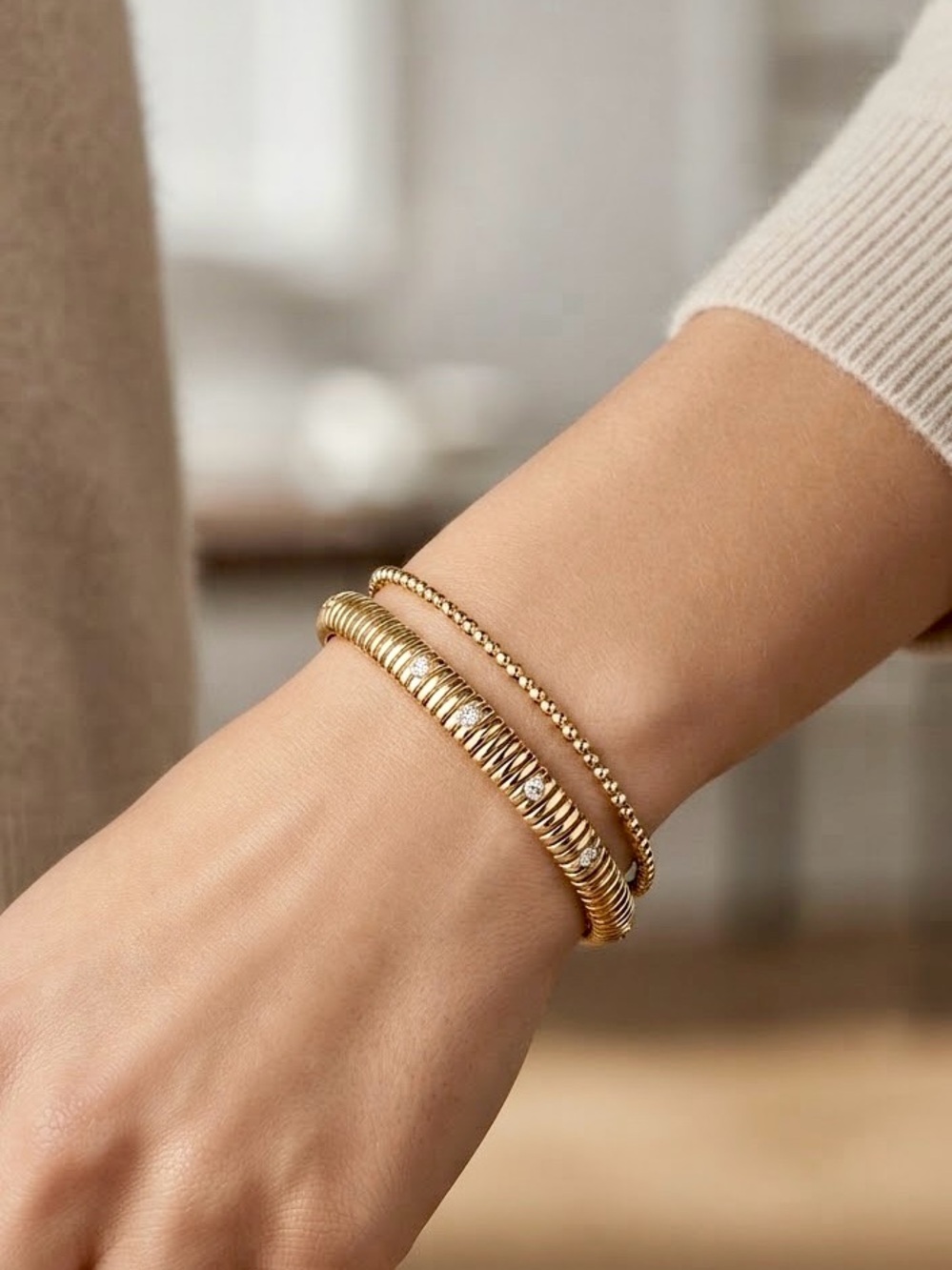 Gold Tone Baublebar bracelet Set - Elegant Women's Jewelry